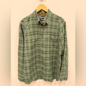 Orvis‎ Active Fit Green Plaid Button Down Shirt Men’s Medium